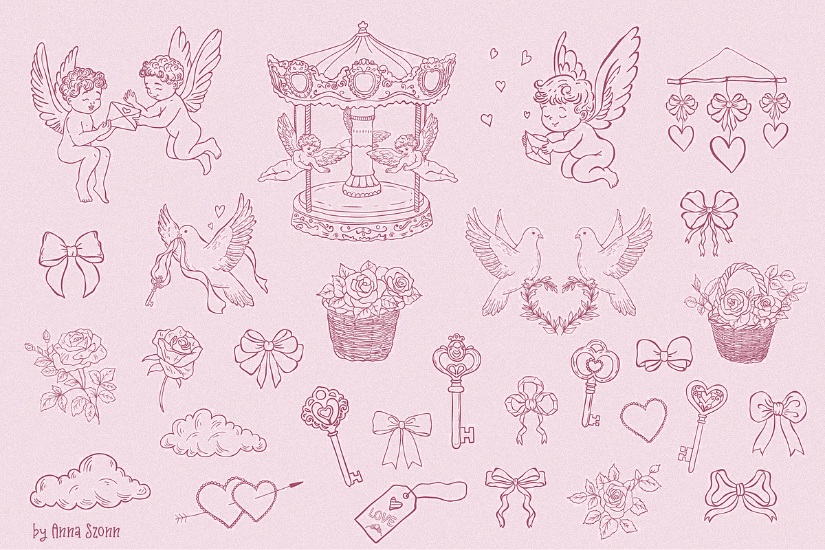 Whimsical Romance. Hand-Drawn Doodle, an Object Graphic by Designwork (Photo 3 of 11)