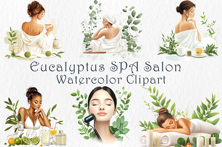 Eucalyptus Spa Salon Clipart