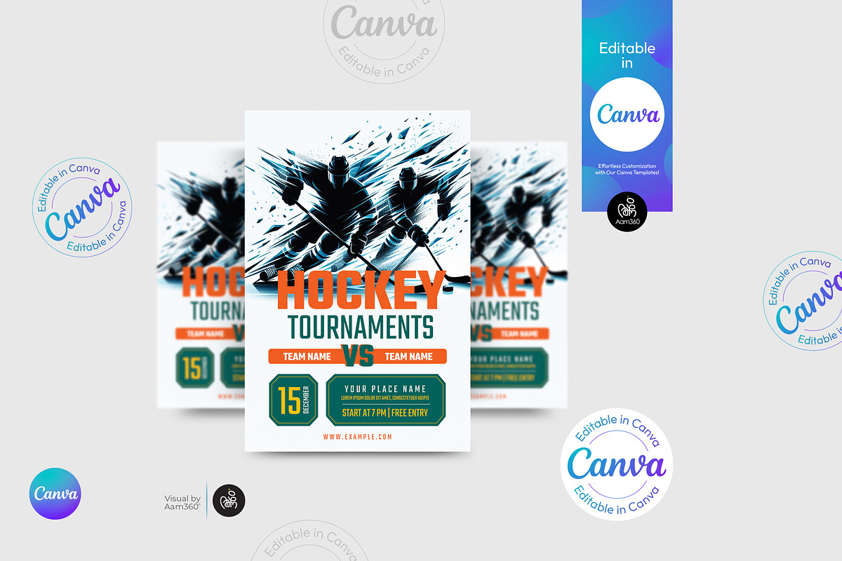 Hockey Tournament Flyer Template, a Flyer Template by Aam360 (Photo 3 of 3)