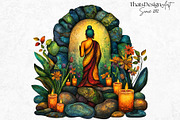 Vibrant Buddha Clipart Set, a Decorative Illustration by ThatsDesignArt (Thumbnail 6 of 10)