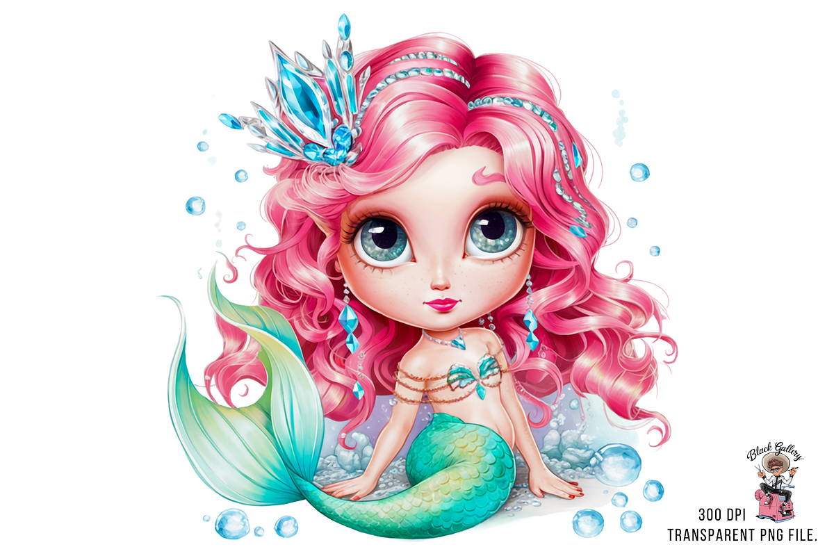 Cute Baby Mermaid PNG Bundle, a Graphic by Clipart Bloom (Photo 8 of 11)