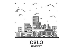 Outline Oslo Norway City Skyline, a Work Illustration by Booblgum