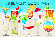 Tropical Cocktails & Flower Set, a Food Illustration by Little Bunny Sunshine (Thumbnail 2 of 9)