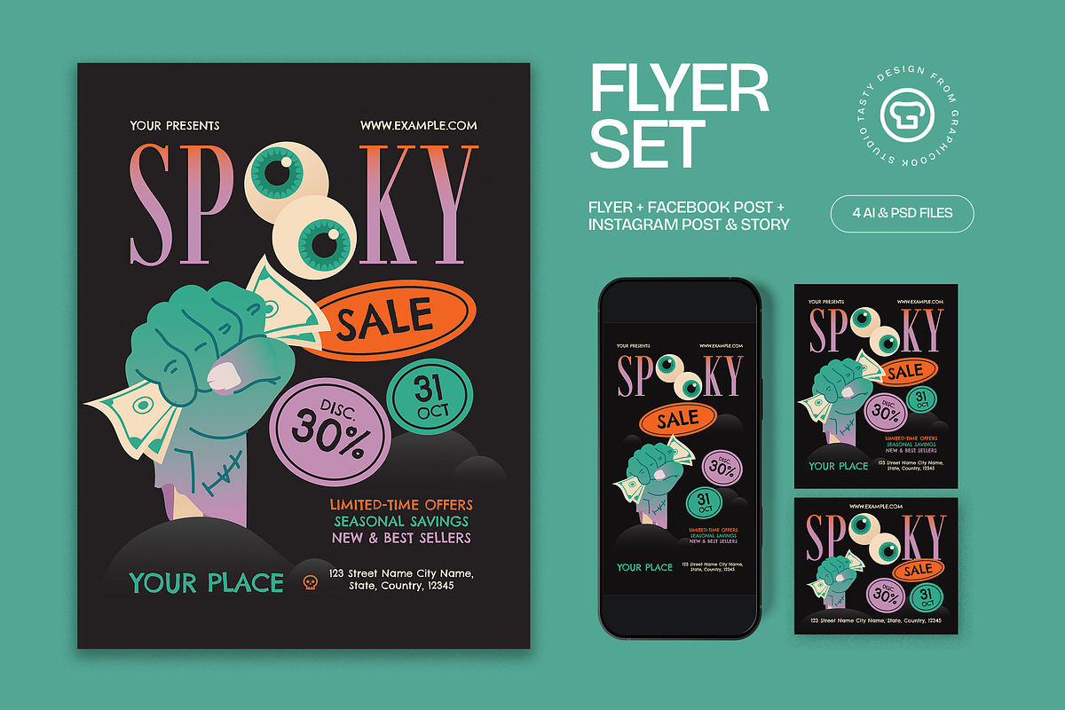 Spooky Sale Flyer, a Flyer Template by graphicook (Photo 1 of 3)