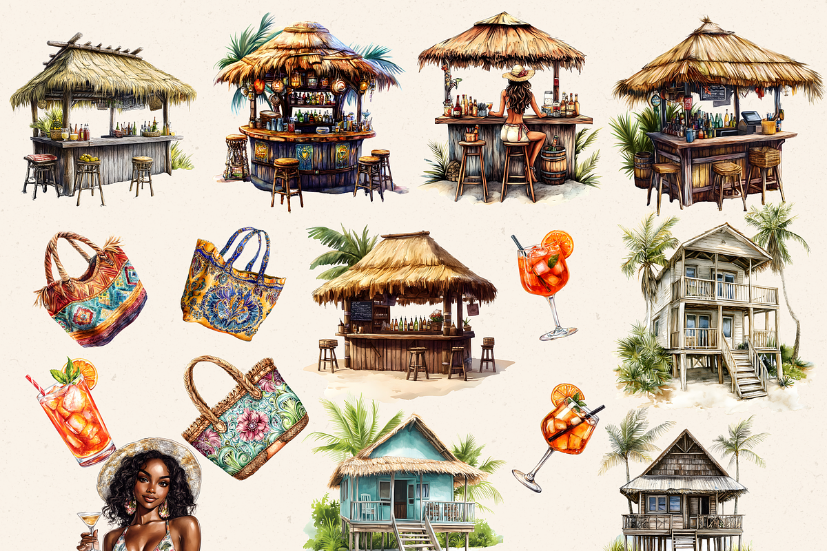 BEACH SUMMER GIRL ROMANCE CLIPART, a Person Illustration by Daring Digies (Photo 6 of 8)