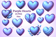 Purple hearts PNG without background, an Object Graphic by LoLoArt (Thumbnail 1 of 3)
