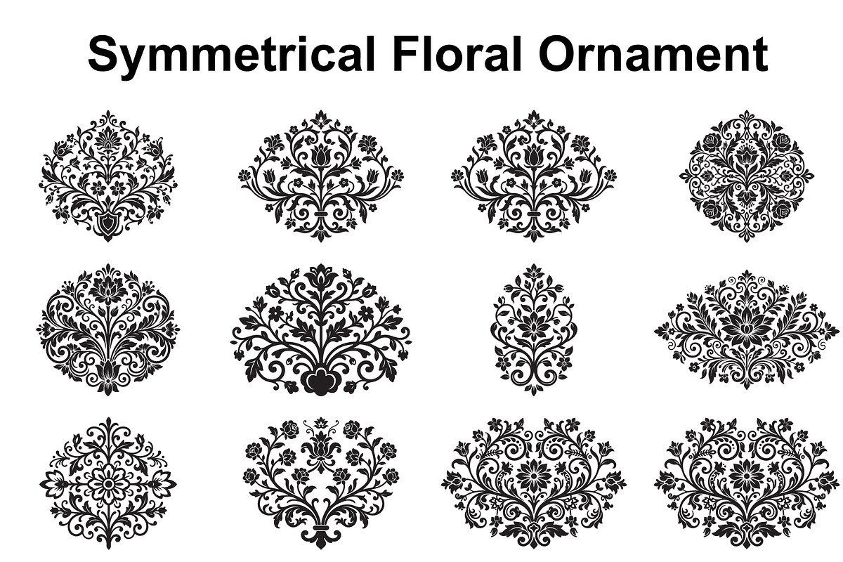 Elegant Symmetrical Floral Motifs, an Object Graphic by Creativeshirt (Photo 1 of 3)