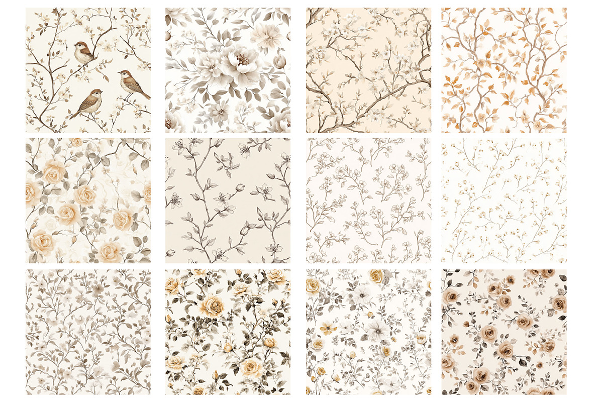 Beige Toile de Jouy Seamless Pattern, a Pattern Graphic by Design Market (Photo 2 of 4)