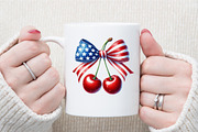 4th of July Cherry Bow Clipart, an Illustration by Sublimation Artist (Thumbnail 5 of 6)