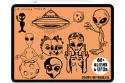 Aliens & UFOs - Procreate Stamp Set, a Brush Add-On by LA Studio Sthlm (Thumbnail 3 of 6)