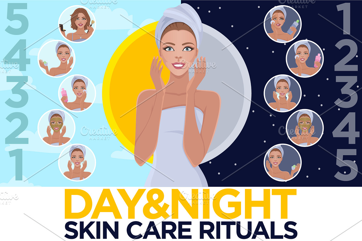 Skin Care Rituals. Day&Night., a Healthcare Illustration by VioSilent (Photo 1 of 9)