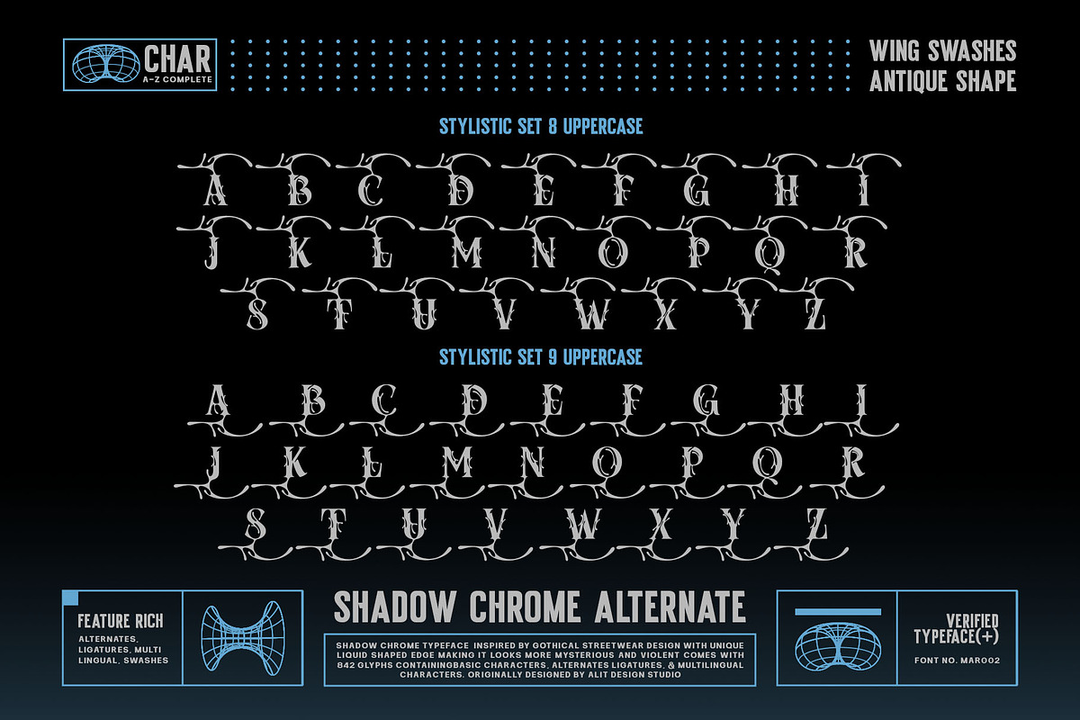 Shadow Chrome Typeface, a Serif Font by alit design (Photo 14 of 17)