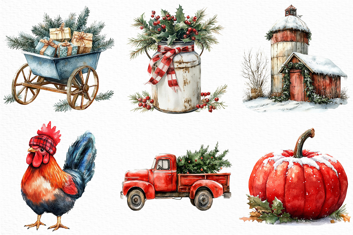 Christmas Farm Sublimation Clipart, an Illustration by Craft Nest (Photo 3 of 6)