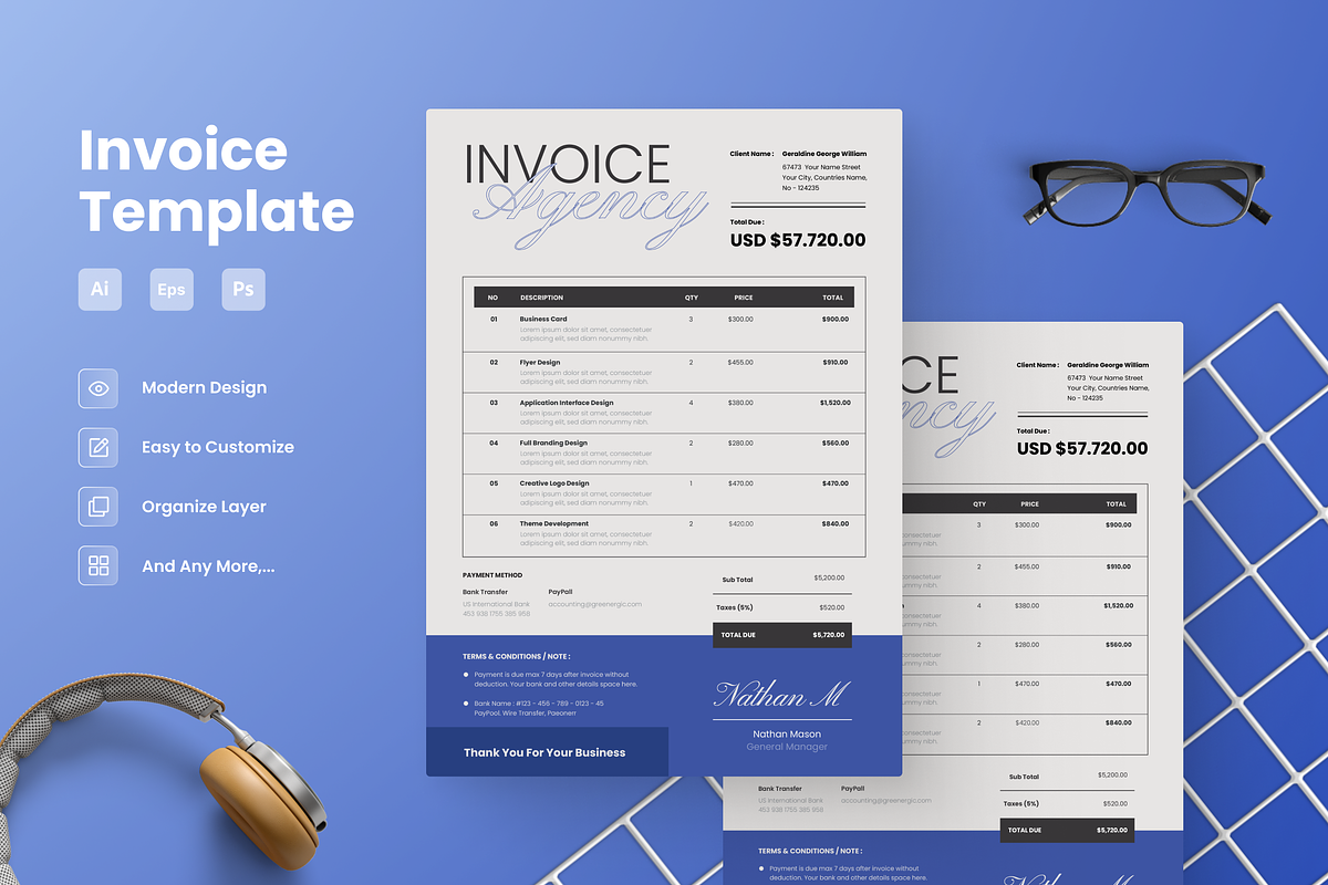 Simple Modern Invoice, a Stationery Template by Annora Studio (Photo 1 of 5)