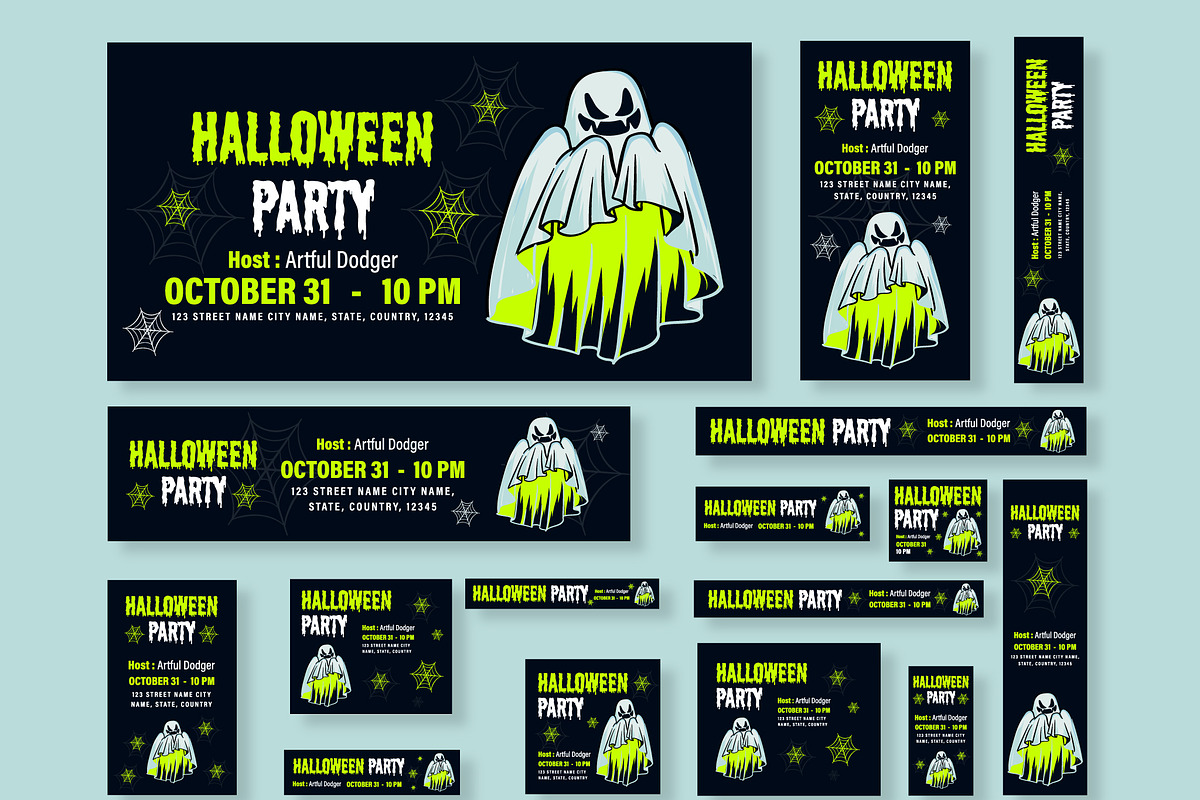 Halloween Web Banner Ads Set, a Social Media Template by MightyDesign (Photo 1 of 5)