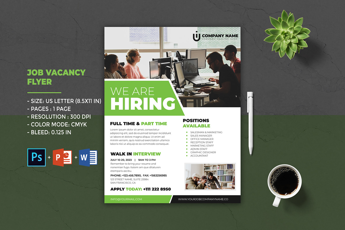 Job Vacancy Flyer Template, a Flyer Template by Designscozy (Photo 1 of 5)