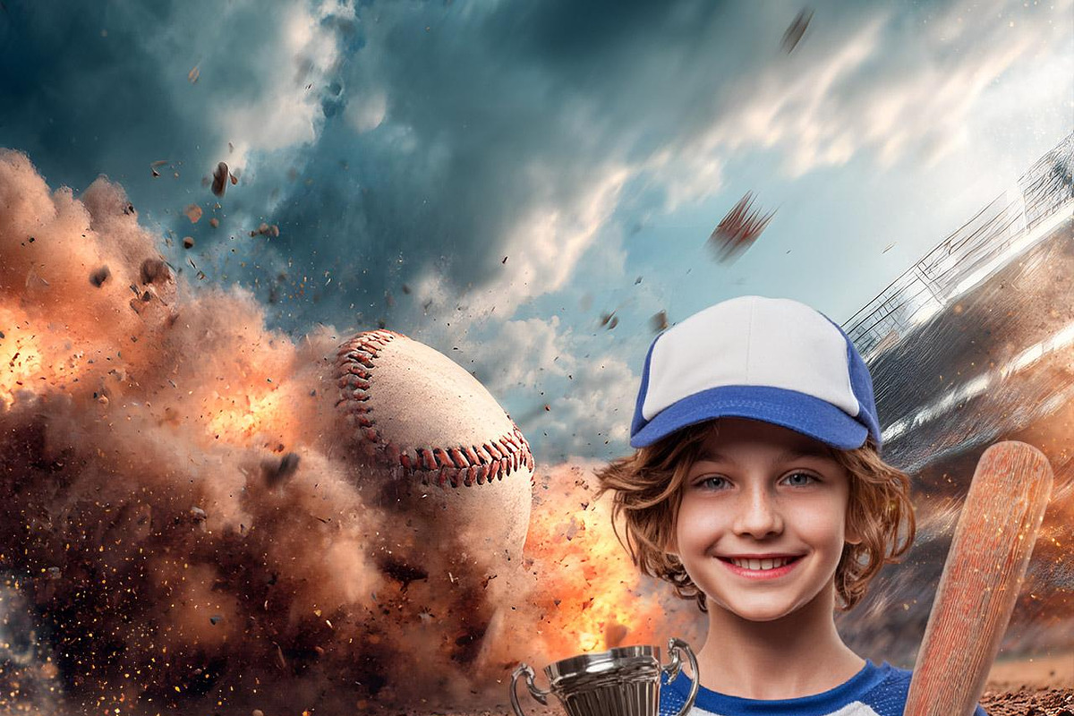 Baseball Explosion Digital Backdrops, a Background Graphic by Walllow ...