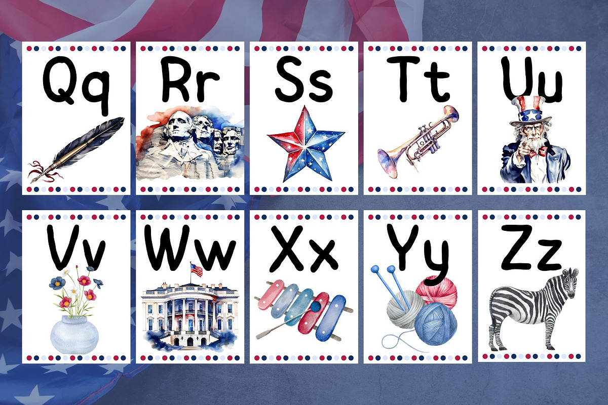 4th of July Alphabet Cards – A-Z, an Education Illustration by Anna Design Studio (Photo 6 of 7)