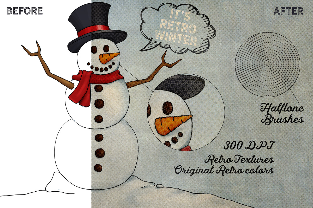 Retro Christmas EFFECTS & BRUSHES PS, a Layer Style Add-On by Alexiva (Photo 2 of 14)