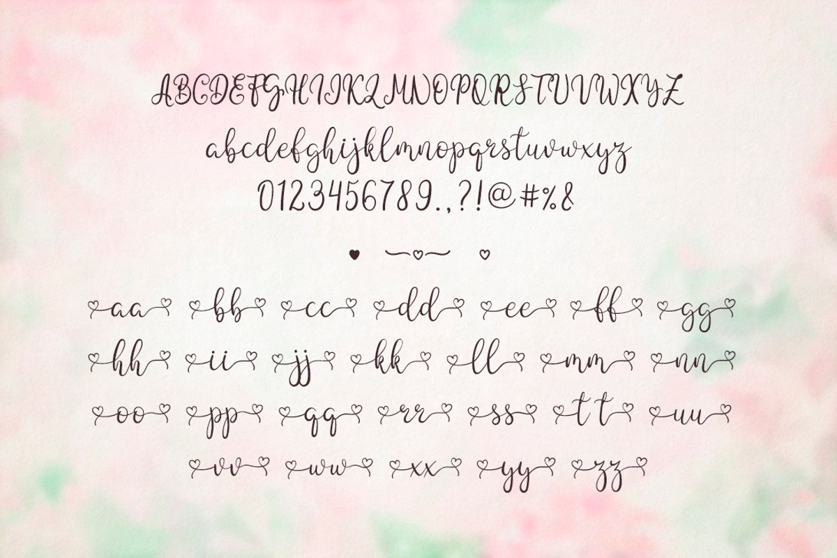Lovely font with hearts, a Script Font by JuliaKJ (Photo 2 of 3)