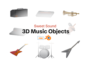 Music 3D Object Set, an Object 3D Model by Dudukbersama