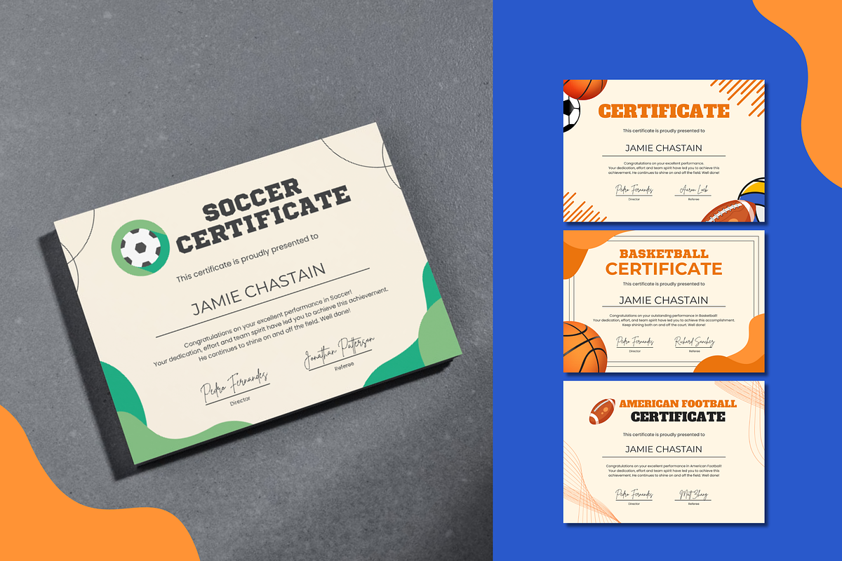 5 Sports Certificates Templates, a Templates & Theme by TemplateCastleStore (Photo 3 of 9)