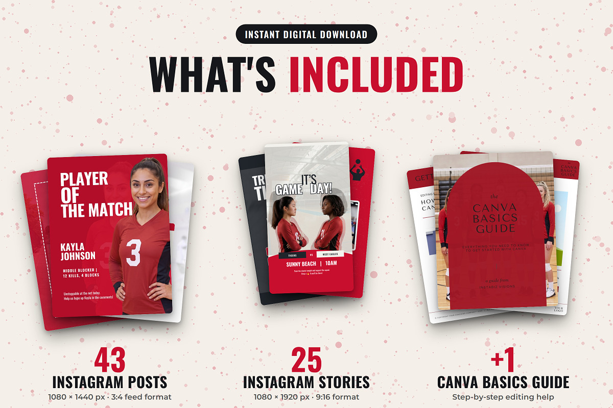 Volleyball Social Media Posts, a Social Media Template by Daring Digies (Photo 2 of 10)