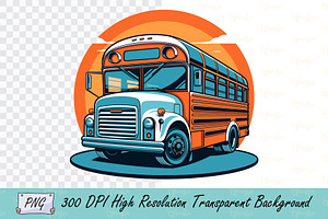Vintage School Bus Illustration PNG, a Transportation Illustration by Ghagra