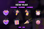 New Year 3D Icon Pack, an Object Graphic by Artnivora.Std (Thumbnail 1 of 4)