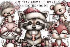 New Year Animal Clipart, an Illustration by Libby Wishes