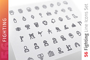 Fighting Line Icons Set, an Outline Icon by Voysla's Shop (Thumbnail 1 of 4)
