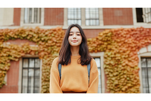 Asian female student standing, a Person Photo by Sergey Kotenev