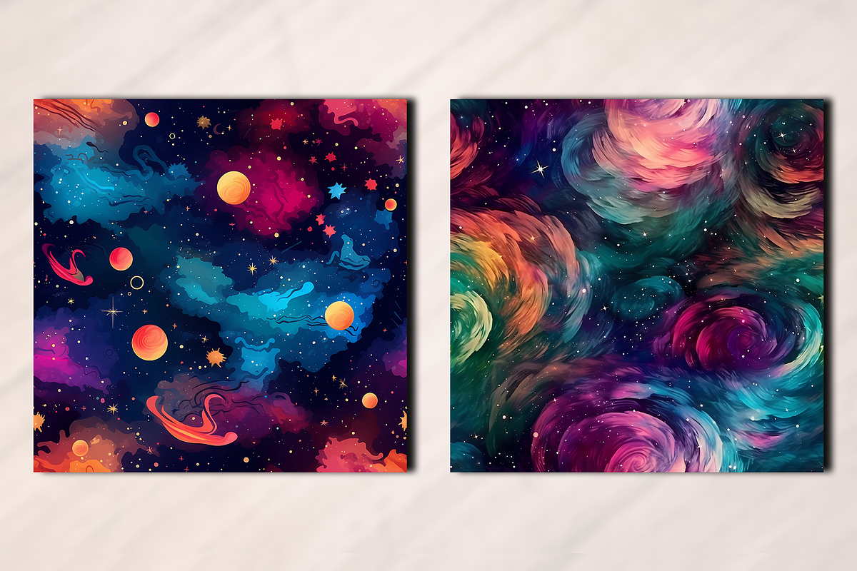 Watercolor Galaxy Seamless Pattern, a Pattern Graphic by Leakedink (Photo 2 of 3)