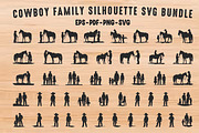 Cowboy Family Silhouette Clipart Set, a Person Illustration by Gfx Expert Team (Thumbnail 1 of 3)