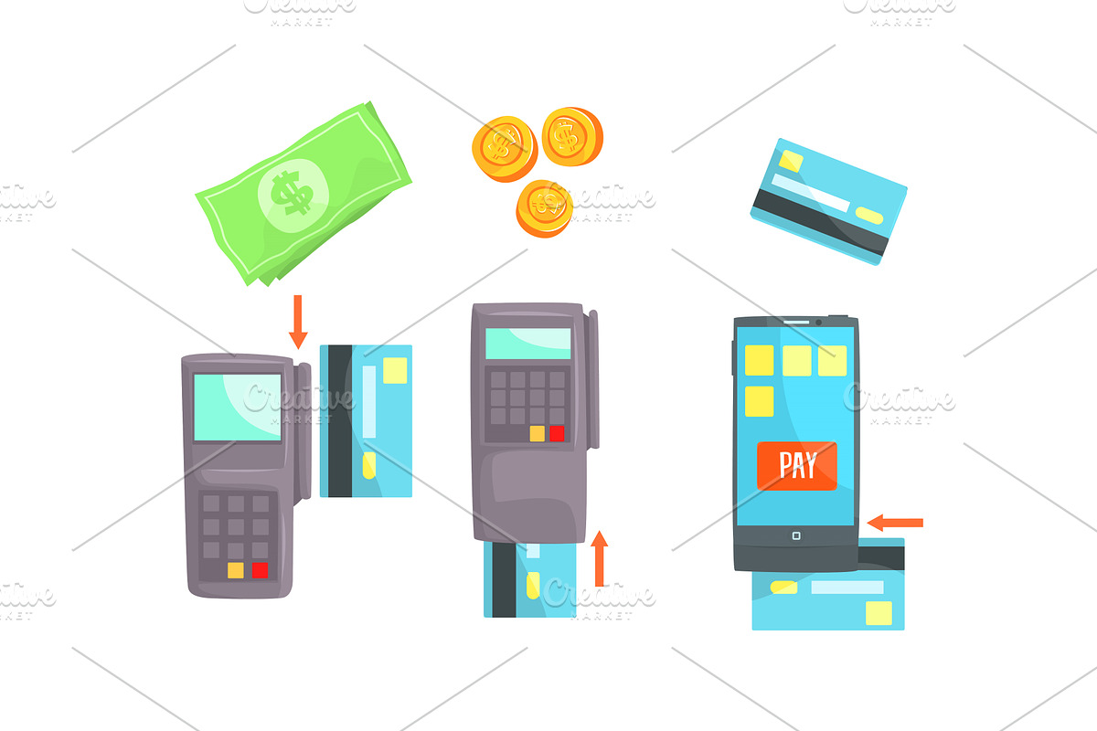 Payment Attributes Vector Set, a Technology Illustration by TopVectors