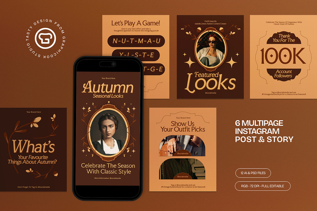 Brown Fashion Autumn Instagram Set