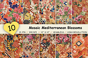 Mosaic Mediterranean Blossoms, a Pattern Graphic by FloridPrintables (Thumbnail 1 of 7)