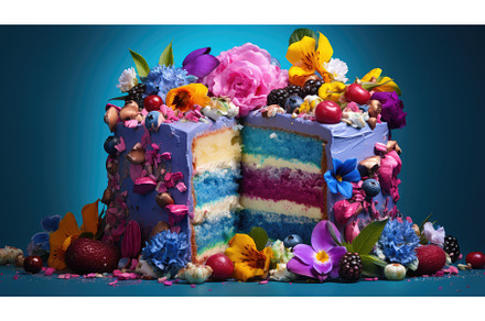 bakery multicolored cake food ai, a Background Photo by pikepicture
