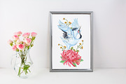 Cranes watercolor clipart, a Decorative Illustration by MitrushovaArt (Thumbnail 7 of 7)