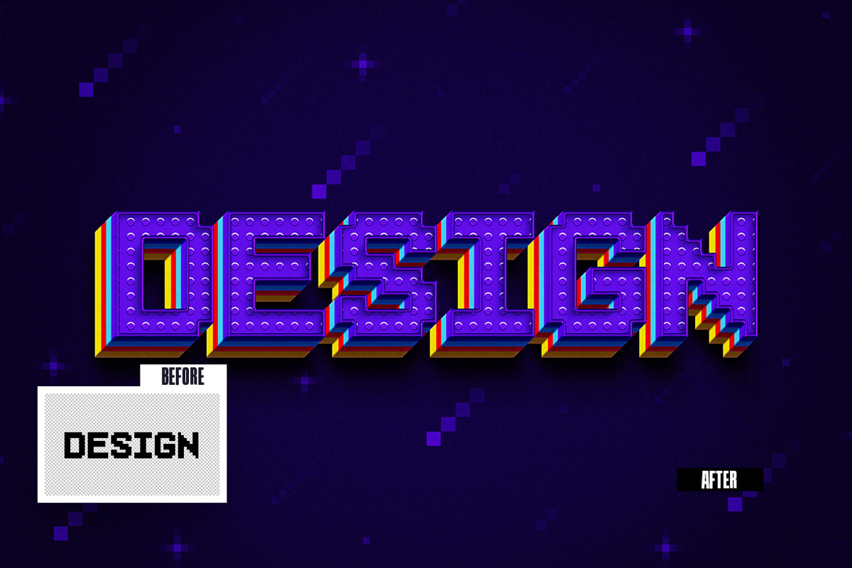 Pixel Lego Text Effect, a Layer Style Add-On by iDoodle Studio (Photo 2 of 5)
