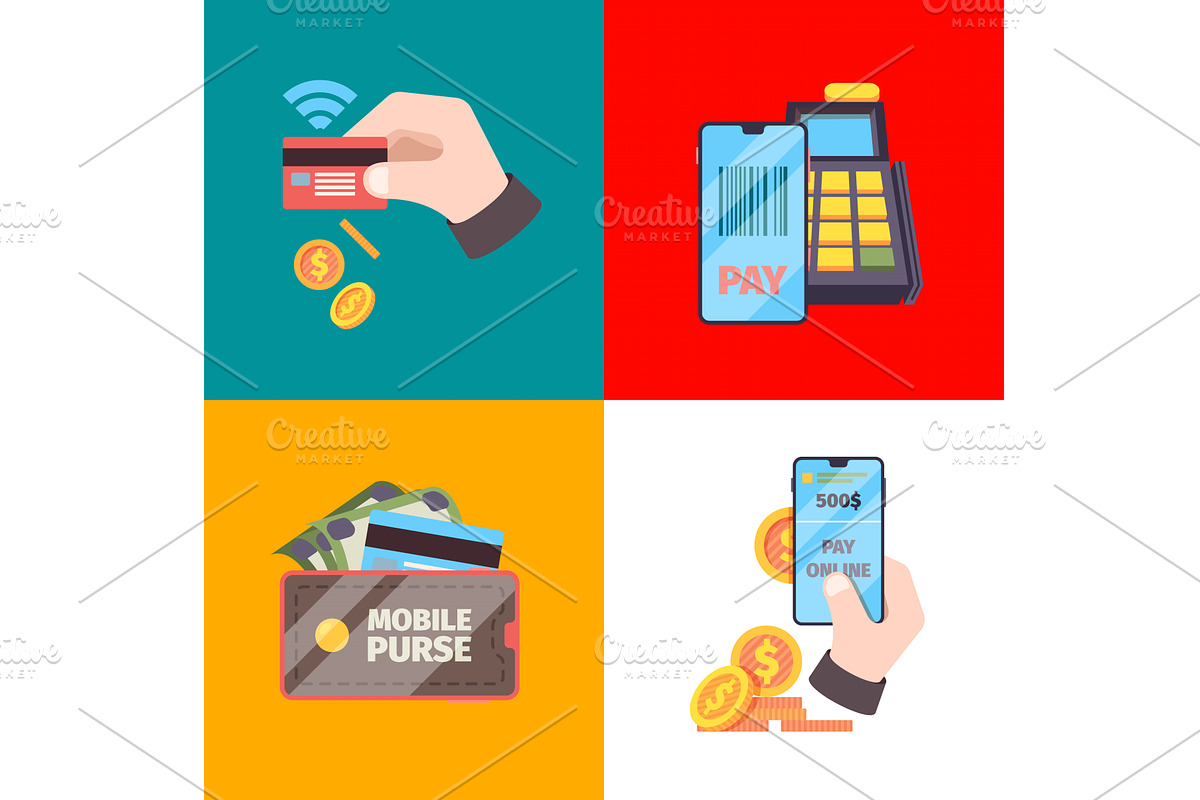 Online payment. nfc cards mobile, a Background Graphic by Onyx