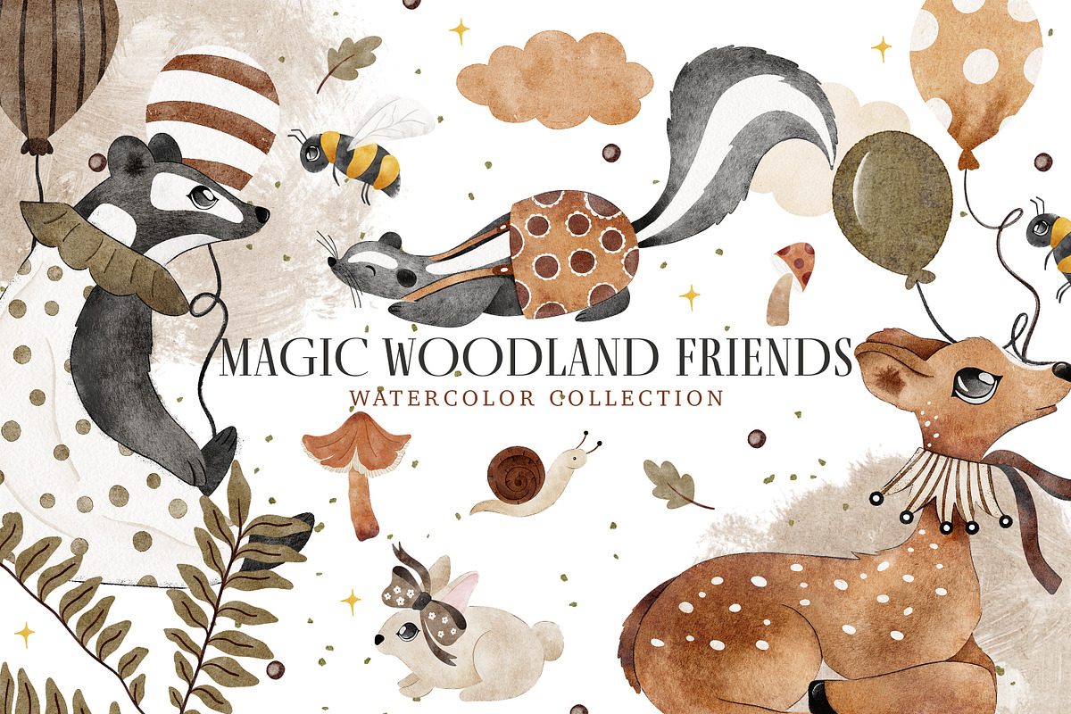 Magic Woodland Friends Collection, an Animal Illustration by Pati Paints (Photo 1 of 19)