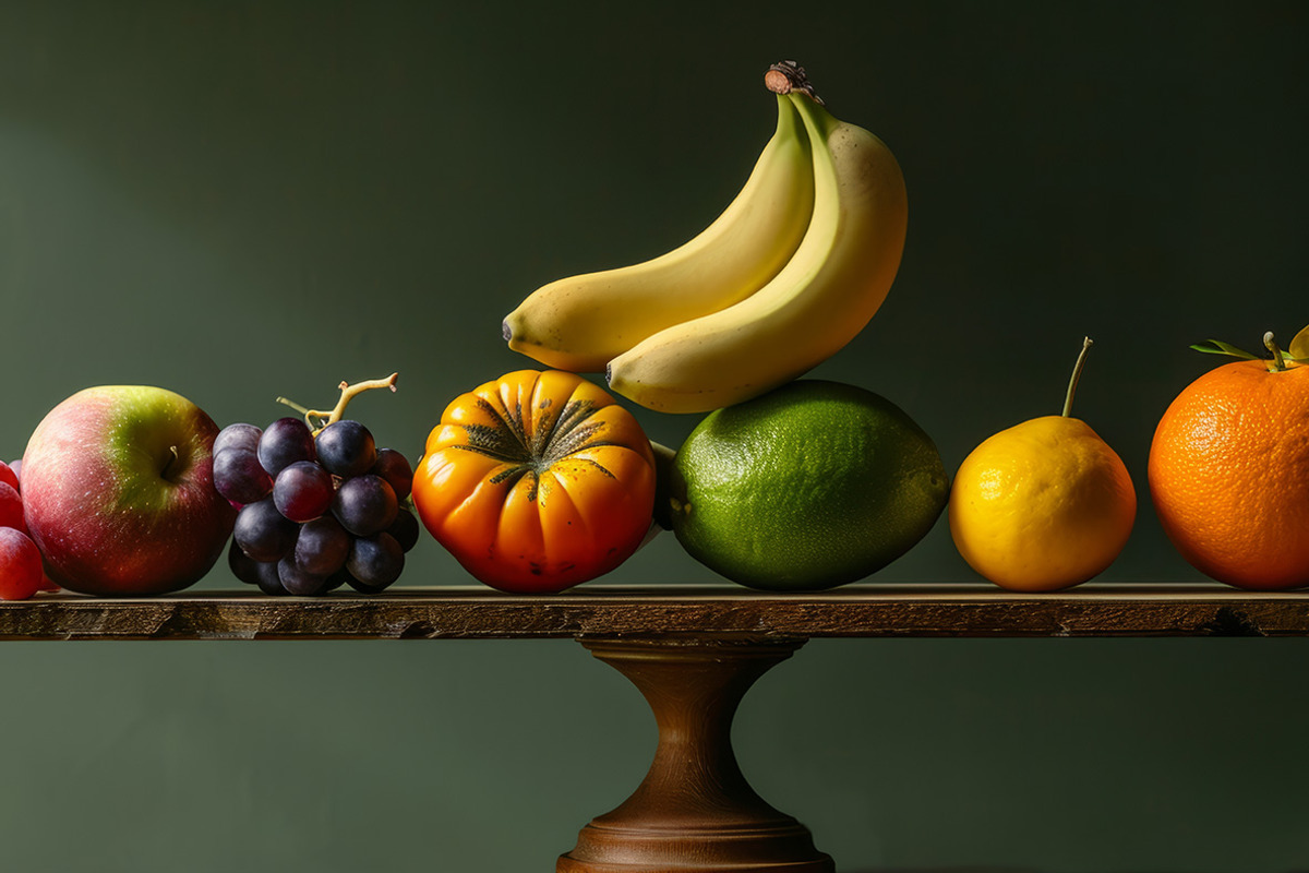 93 Balancing fruits and vegetables, a Food & Drink Photo by Handmadefont (Photo 9 of 17)