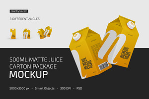 500ml Juice Carton Package Mockup