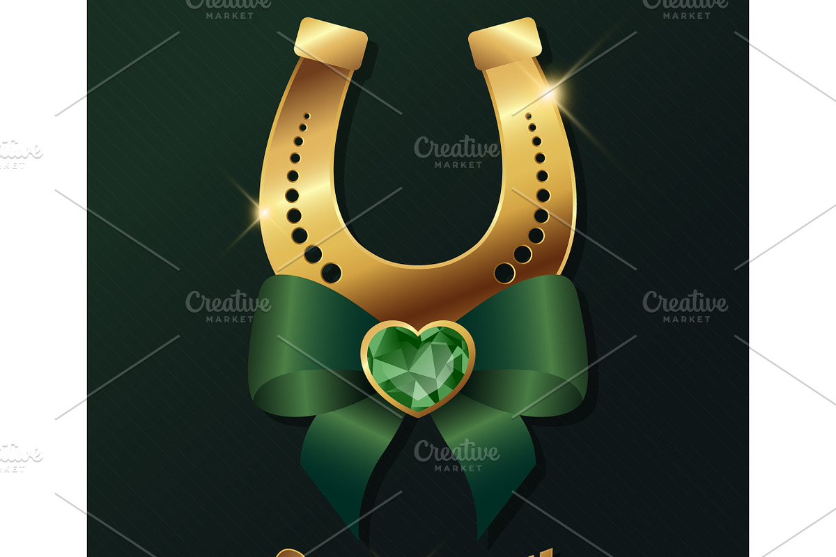 Golden Horseshoe with Gem heart, a Decorative Illustration by PsychocheArt (Photo 3 of 3)
