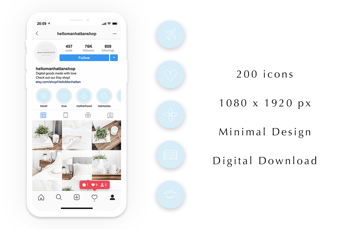 200 Instagram Story Highlight Icons, a Social Media Template by Blog&Glow (Photo 4 of 4)