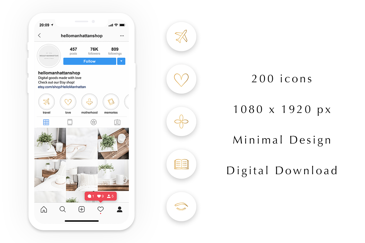 200 Instagram Story Highlight Icons, a Social Media Template by Blog&Glow (Photo 4 of 4)
