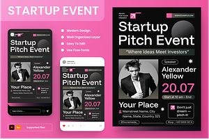 Startup Pitch Event Flyer Set, a Flyer Template by Annora Studio