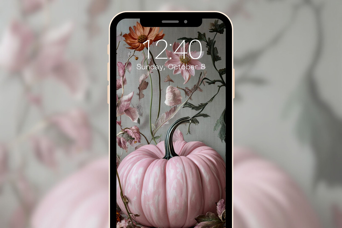 Pink Pumpkin phone wallpaper set, a Graphic by Kalindiprints (Photo 2 of 6)
