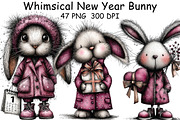 Whimsical New Year Bunny Clipart, an Illustration by CraftArtStudio (Thumbnail 1 of 6)